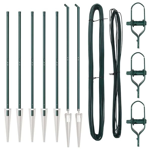 vidaXL Poste de Valla 7 pcs Verde Acero