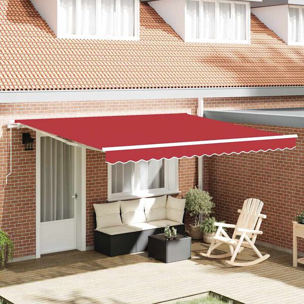 vidaXL Toldo Manual Rojo 400 x 350 x 165 cm Poli&eacute;ster y metal