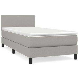 vidaXL Cama box spring con colch&oacute;n tela gris claro 80x200 cm