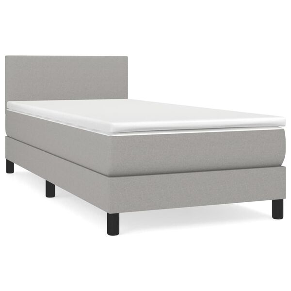 vidaXL Cama box spring con colch&oacute;n tela gris claro 80x200 cm