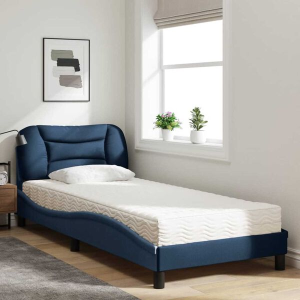 vidaXL Cama con colch&oacute;n Hvar tela azul 80x200 cm