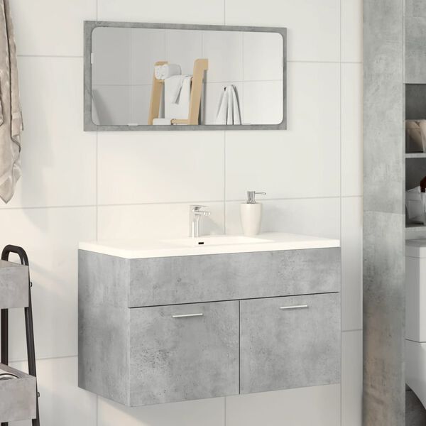 vidaXL Armario para lavabo contrachapada gris hormig&oacute;n 80x38,5x46 cm