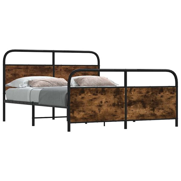 vidaXL Estructura de cama sin colchón metal roble ahumado 193x203 cm
