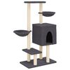 vidaXL Rascador para gatos con postes de sisal gris oscuro 117 cm