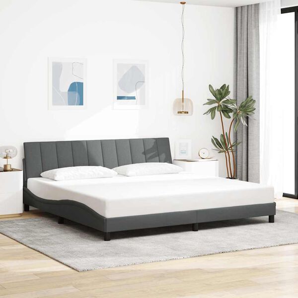 vidaXL Estructura de cama sin colch&oacute;n Hanko tela gris oscuro 200x200 cm