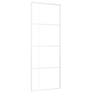 vidaXL Puerta corredera ESG vidrio y aluminio blanca 76x205 cm