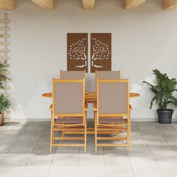 vidaXL Conjunto de Comedor de Jard&iacute;n 5 pcs Taup&eacute;