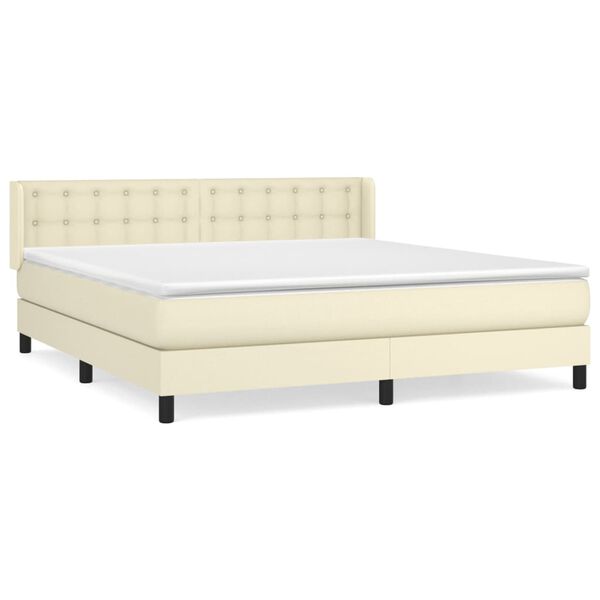 vidaXL Cama box spring con colch&oacute;n cuero sint&eacute;tico crema 180x200 cm