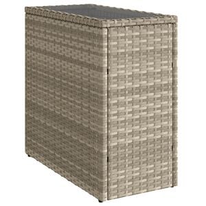 vidaXL Mesa auxiliar jard&iacute;n tapa vidrio rat&aacute;n gris claro 58x27,5x55 cm