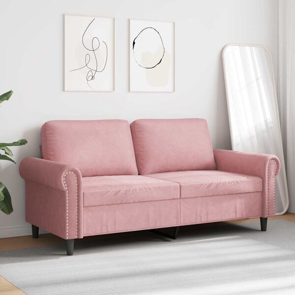 vidaXL Sof&aacute; de 2 plazas terciopelo rosa 140 cm