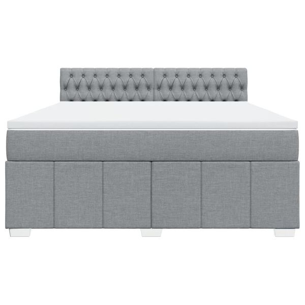 vidaXL Cama box spring con colch&oacute;n tela gris claro 180x200 cm