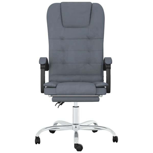 vidaXL Silla de oficina reclinable con masaje terciopelo gris oscuro