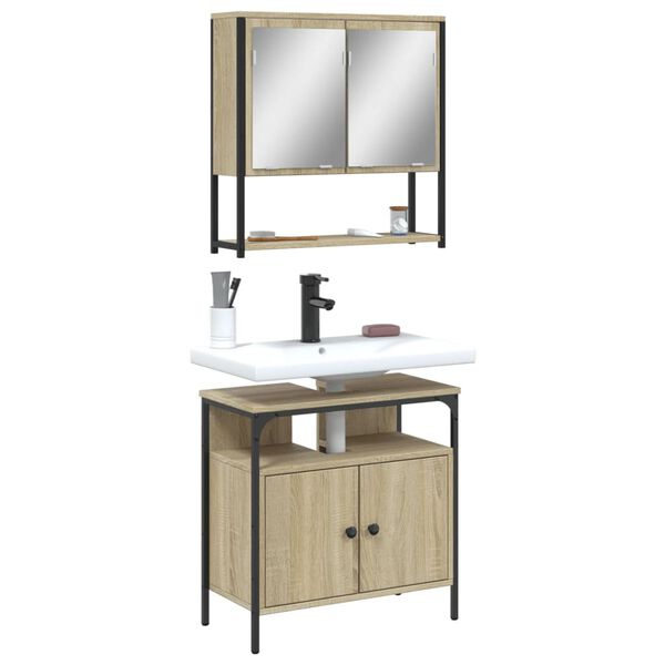 vidaXL Set de muebles de ba&ntilde;o 2 pzas madera contrachapada roble Sonoma