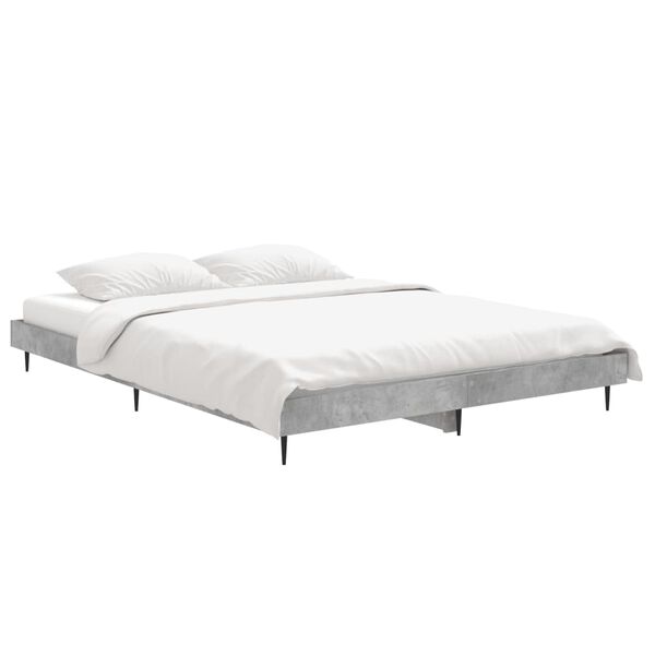 vidaXL Estructura de cama madera de ingenier&iacute;a gris hormig&oacute;n 140x190cm