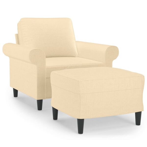 vidaXL Sill&oacute;n con taburete tela crema 60 cm