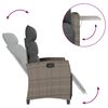 vidaXL Silla de jard&iacute;n reclinable con mesa auxiliar rat&aacute;n gris