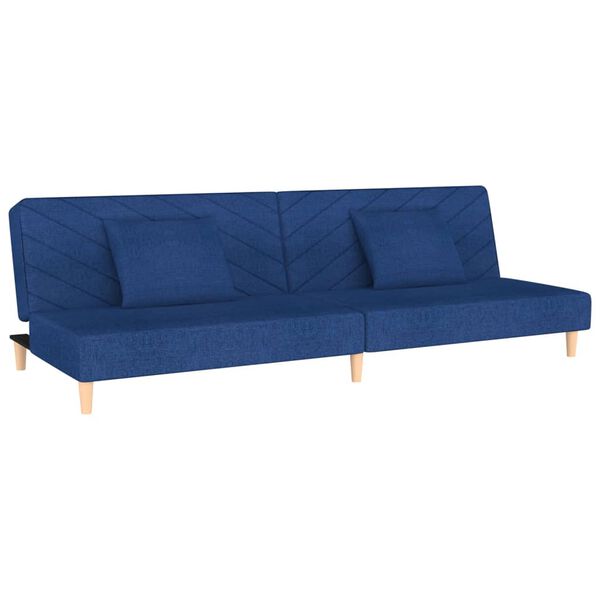 vidaXL Sofá cama de 2 plazas con dos almohadas tela azul