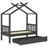 vidaXL Estructura de cama infantil y caj&oacute;n madera pino gris 70x140cm