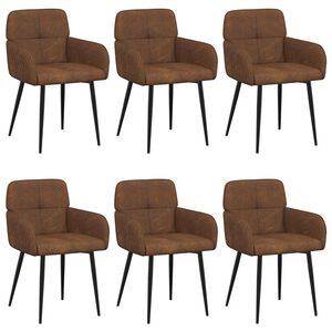 vidaXL Sillas de comedor 6 uds. Cuero de Suede Sint&eacute;tico Marr&oacute;n