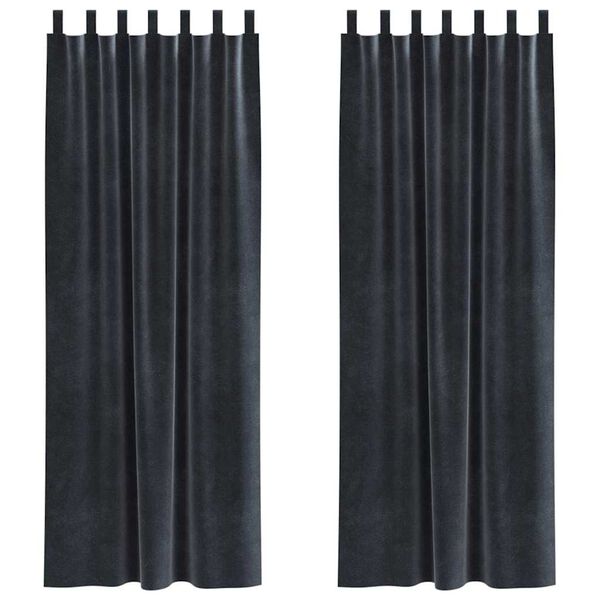 vidaXL Cortinas opacas 2 pcs Gris oscuro 140 x 225 cm Terciopelo