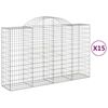 vidaXL Cestas gaviones 15 uds forma de arco hierro 200x50x120/140 cm