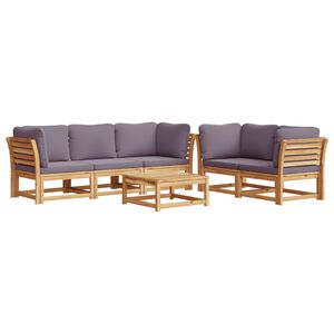 vidaXL Juego de muebles jard&iacute;n 6 pzas con cojines madera maciza acacia