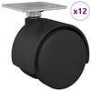vidaXL Rueda giratoria 12 uds. Negro 39,5 x 39,5 x 37,8 mm Hierro y PP