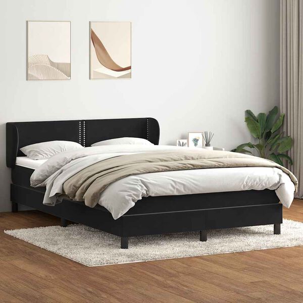 vidaXL Cama box spring con colch&oacute;n terciopelo negro 160x210 cm
