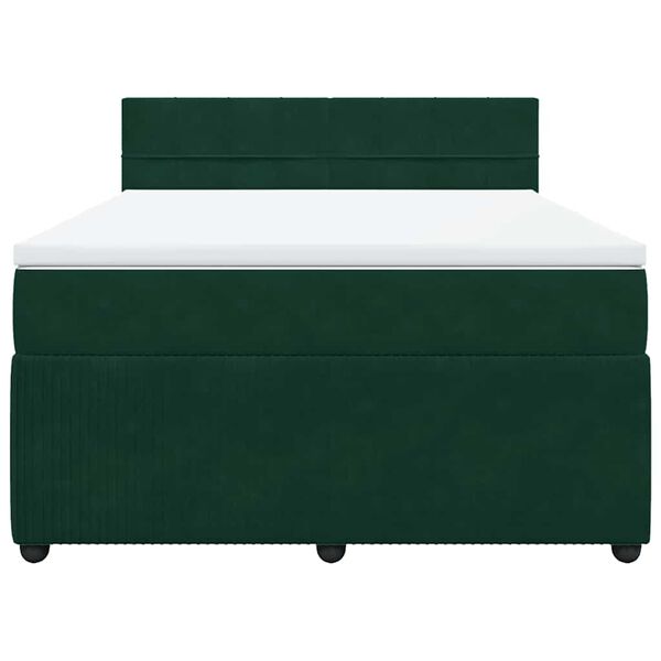 vidaXL Cama box spring con colch&oacute;n terciopelo verde oscuro 140x200 cm