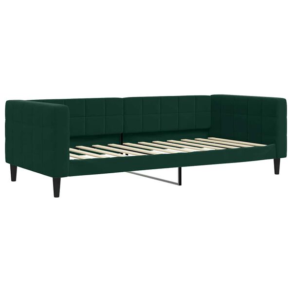 vidaXL Sof&aacute; cama con colch&oacute;n terciopelo verde oscuro 90x200 cm