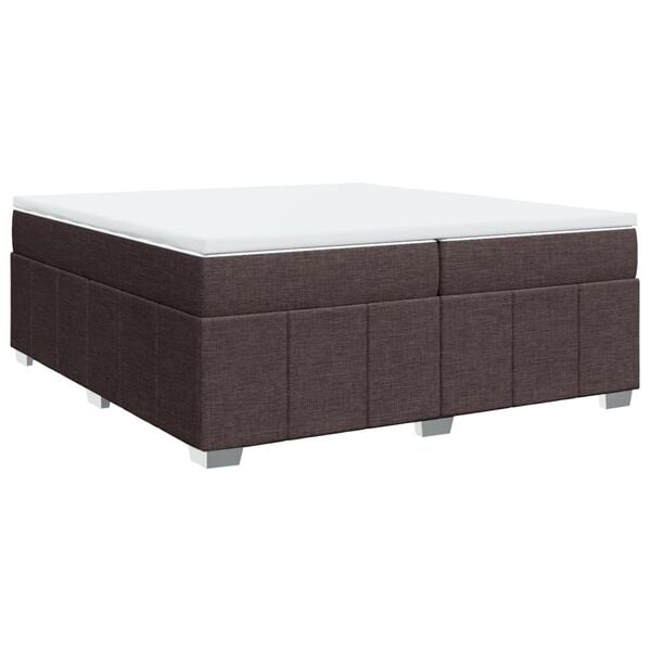 vidaXL Cama box spring con colch&oacute;n tela marr&oacute;n oscuro 200x200 cm