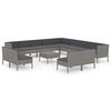 vidaXL Set de muebles de jard&iacute;n 14 pzas y cojines rat&aacute;n sint&eacute;tico gris