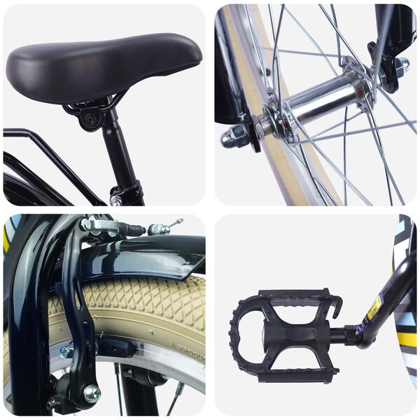 vidaXL Bicicleta Infantil 24 Pulgadas para 8-12 a&ntilde;os Negro