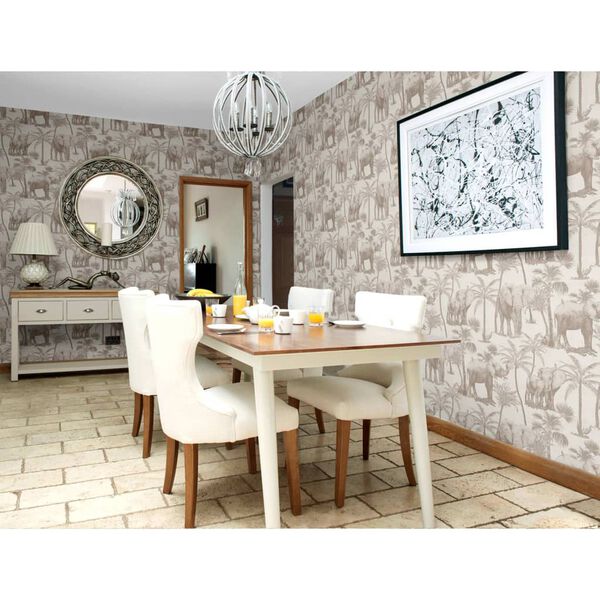DUTCH WALLCOVERINGS Papel de pared bosque de elefantes beige