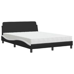 vidaXL Cama con colch&oacute;n Dover cuero sint&eacute;tico negro y blanco 120x200 cm