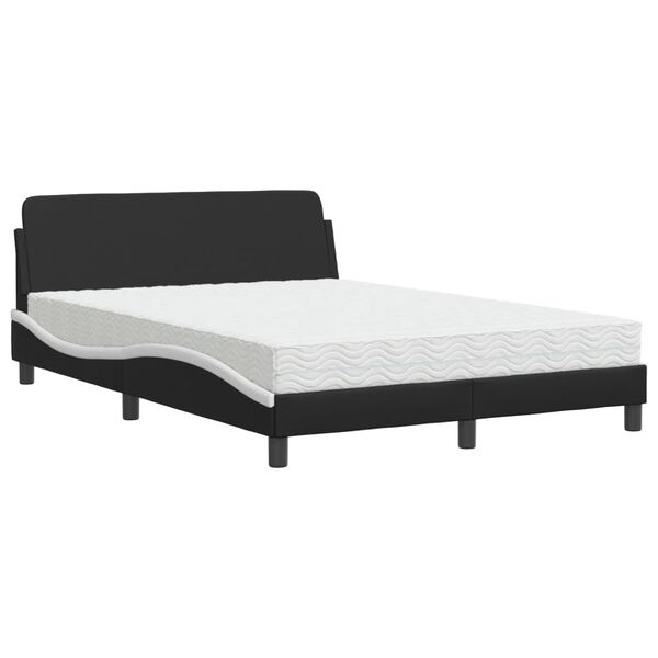 vidaXL Cama con colch&oacute;n Dover cuero sint&eacute;tico negro y blanco 120x200 cm