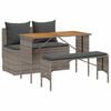 vidaXL Conjunto de comedor de jard&iacute;n de 3 piezas con cojines, polirat&aacute;n gris