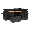vidaXL Set de muebles de jard&iacute;n 5 pzas y cojines rat&aacute;n sint&eacute;tico negro