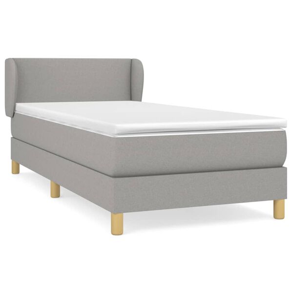 vidaXL Cama box spring con colch&oacute;n tela gris claro 90x190 cm