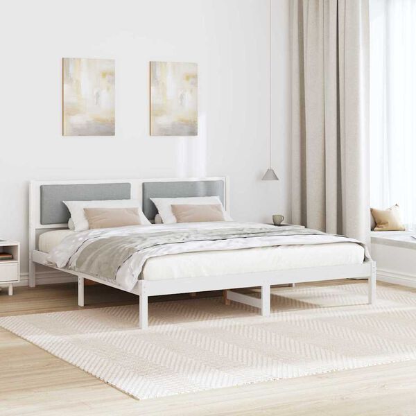 vidaXL Estructura de cama con cabecera Gris Claro 180 x 200 cm
