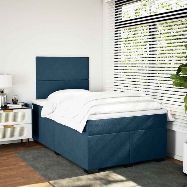 vidaXL Cama box spring con colch&oacute;n terciopelo azul 120x190 cm