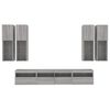 vidaXL Muebles de TV de pared con luces LED 7 piezas gris sonoma