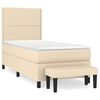 vidaXL Cama box spring con colch&oacute;n tela color crema 90x200 cm
