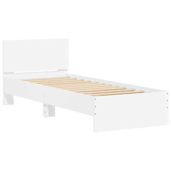 vidaXL Cama con cabecero madera de ingenier&iacute;a blanca 90x190 cm