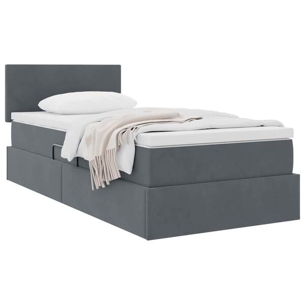 vidaXL Cama con almacenamiento Gris oscuro 90 x 200 cm Terciopelo