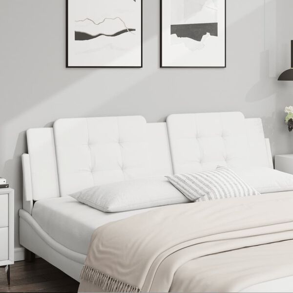 vidaXL Cabecero de cama acolchado Zadar cuero sintético blanco 183 cm