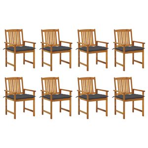 vidaXL Sillas de jard&iacute;n con cojines 8 uds madera maciza de acacia