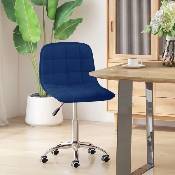 vidaXL Silla de comedor giratoria tela azul