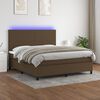 vidaXL Cama box spring colch&oacute;n luces LED tela marr&oacute;n oscuro 180x200cm