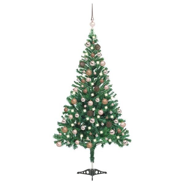 vidaXL &Aacute;rbol de Navidad artificial con luces y bolas 230 ramas 120 cm